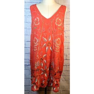 Free People Dress Secret Garden Shift Size M Beaded Sequined Chiffon Feminine